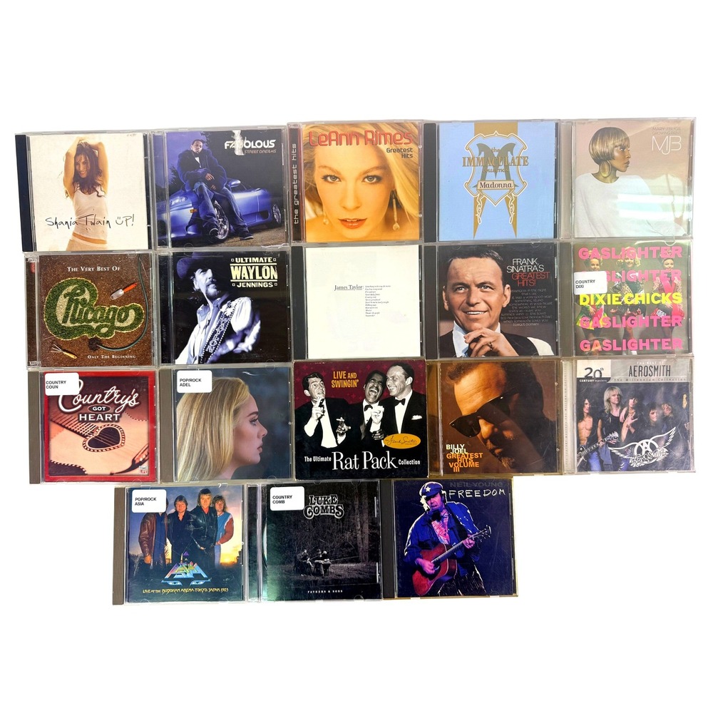 18 CD Lot Country Pop Rock Classic Rock Adele Shania Twain Aerosmith Madonna